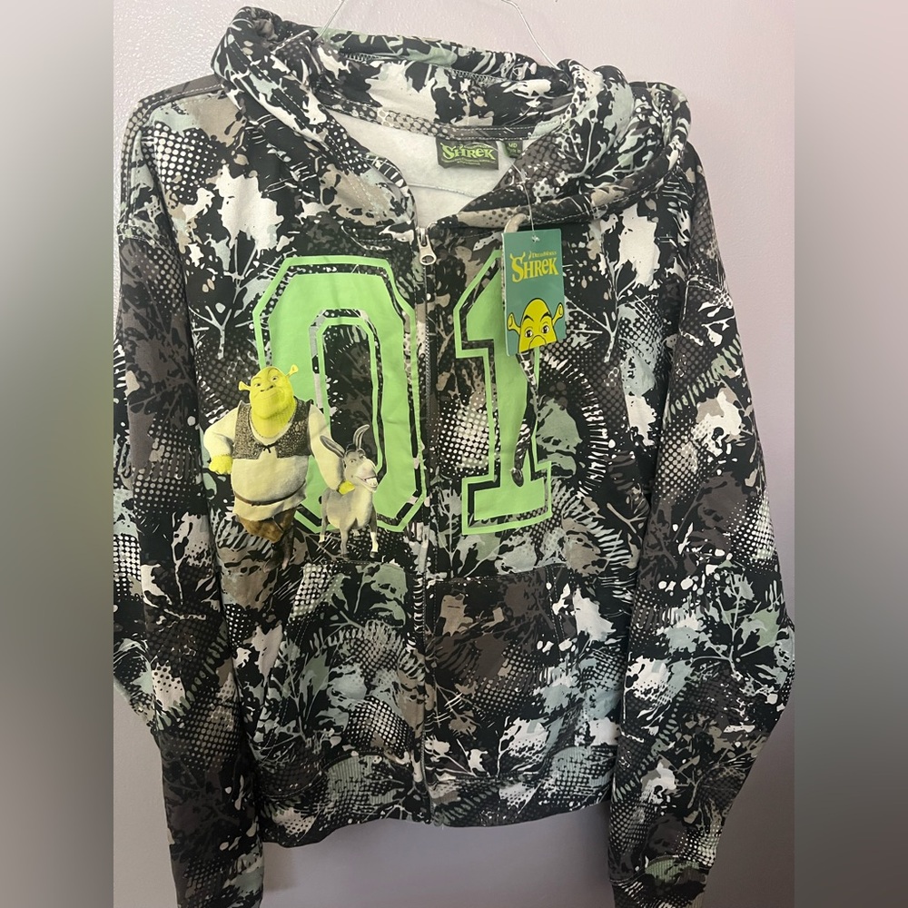 Shrek Sport Hooded Sweatshirt with Green Graphics New Size M